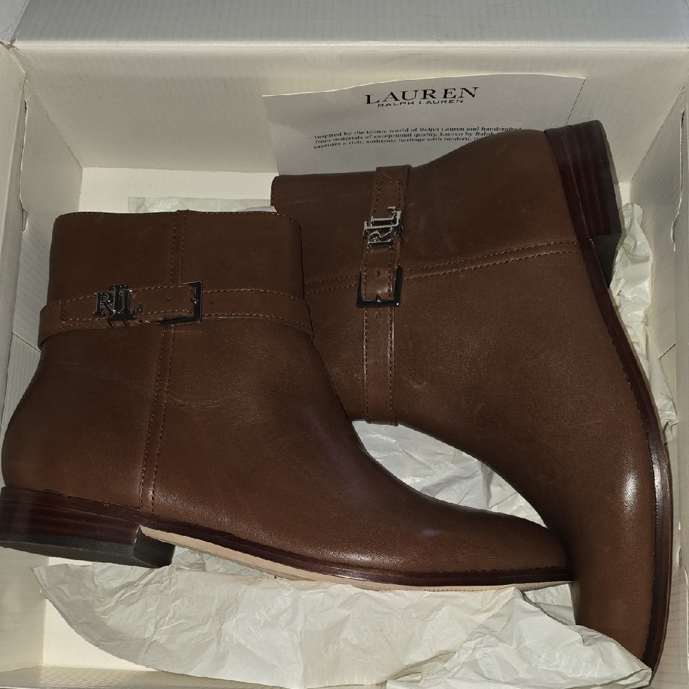Lauren Ralph Lauren Brown Leather  Women's Ankle Boots